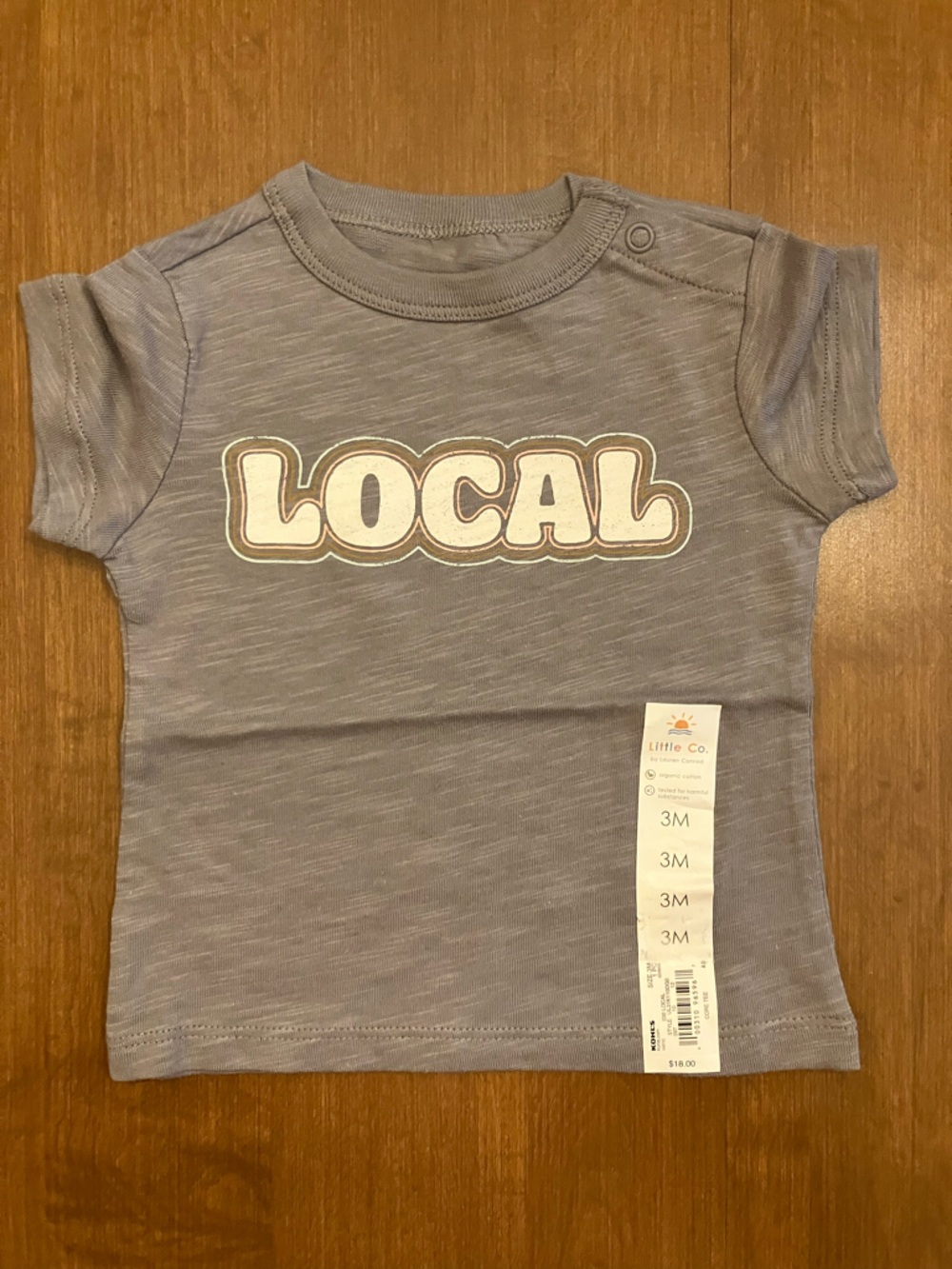100% Organic Cotton Baby 'Local' Short Sleeve Tee in Heather Gray by Little Co.